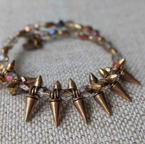 Alex and Ani Gold and Crystal Spike Bracelet - Picture 5 of 6
